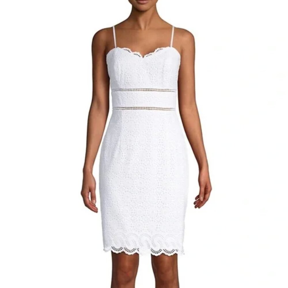 Lilly Pulitzer Jaida Sweetheart Eyelet Dress In Resort White Sand Dollar sz 8
